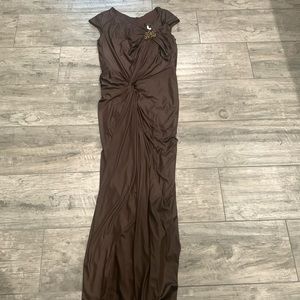 Chocolate brown ruched gown